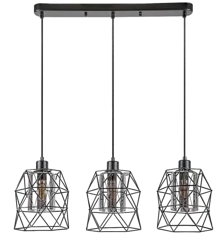 Lampa wisząca Emrys czarny mat | przydymiony 3xE27 rabalux 72113 | 5996595721138 noxbox lampynox www.lampynox.pl