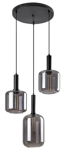 Lampa wisząca Lissandra czarny mat | przydymiony 3xE27 rabalux 72103 | 5996595721039 noxbox lampynox www.lampynox.pl