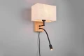 Kinkiet ścienny snake z włącznikiem Nilam brąz | biały E27 + LED 3,1W 3000K trio 212870236 noxbox lampynox www.lampynox.pl