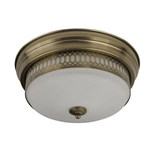 Łazienkowa lampa sufitowa Edinburgh 2 mosiądz antyczny | opal Ø 35cm 2xE27 IP44 searchlight 4132-2AB | 5053423134987 noxbox lampynox www.lampynox.pl