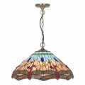 Lampa wisząca Dragonfly antyczny mosiądz | witraż Ø 42cm E27 searchlight 1283-16 | 5013874279682 noxbox lampynox www.lampynox.pl
