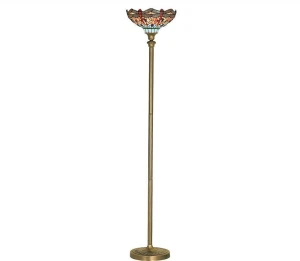 Dragonfly antyczny mosiądz | witraż Ø 35cm E27 Lampa podłogowa stojąca