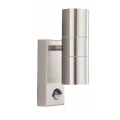 Kinkiet zewnętrzny góra-dół z czujnikiem ruchu i zmierzchu Marine inox PIR 2xGU10 IP54 searchlight 7008-2-316L | 5053423149950 noxbox lampynox www.lampynox.pl