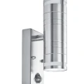 Kinkiet zewnętrzny góra-dół z czujnikiem ruchu i zmierzchu Metro inox PIR 2xGU10 IP44 searchlight 1318-2-LED | 5053423076638 noxbox lampynox www.lampynox.pl