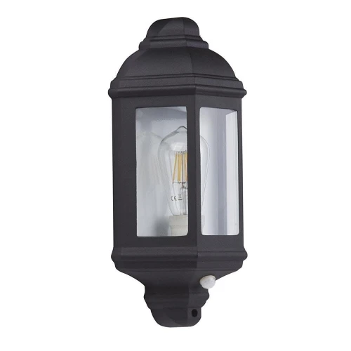 Kinkiet zewnętrzny z czujnikiem ruchu i zmierzchu Maine czarny PIR E27 IP44 searchlight 280BK-PIR | 5053423128115 noxbox lampynox www.lampynox.pl