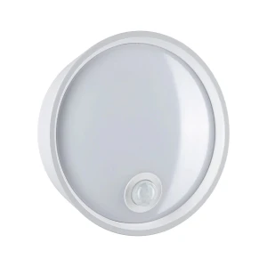 Platomo biały 18cm PIR LED 14,5W 3000K IP44 Kinkiet zewnętrzny z czujnikiem zmierzchu i ruchu