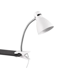 Harvey biały mat | chrom E27 Lampka stołowa z klipsem