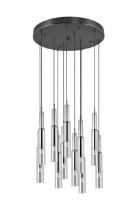 Lucent czarny | chrom DIP SWITCH LED 3 step dim. 11x2,8W 2300+3000+4000K Lampa wisząca ściemnialna