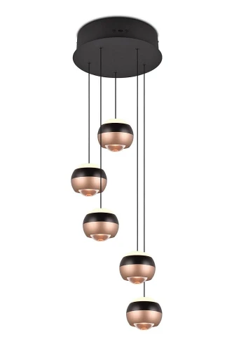 Lampa wisząca ściemnialna Orbit czarny mat | kawa LED 3 step dim. DIP SWITCH 5x8W 2300+3000+4000K trio 344430532 | 4017807578867