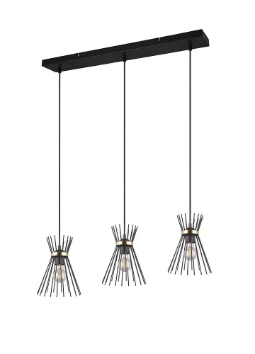 Lampa wisząca Rod czarny | złoty 3xE27 rl R31533080 | 4017807576771