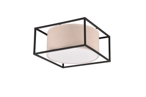 Lampa sufitowa Ross czarny mat | beż 2xE27 trio 603100244 | 4017807567748