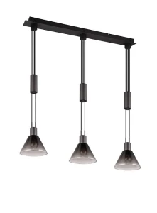 Stanley czarny mat | przydymiony 3xE27 Lampa wisząca