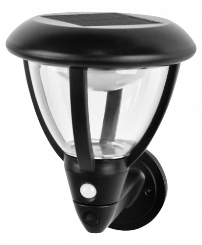 Kinkiet zewnętrzny solarny z czujnikiem zmierzchu SOE-3 solar czarny PIR LED 4000K IP44 ecolight EC20117 | 5905036201177