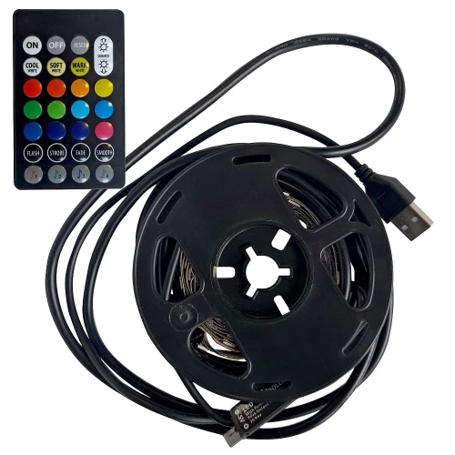 Taśma LED RGBW TV 2x1m z pilotem, funkcja muzyczna, USB 5V goldlux 321336 | 5901508321336