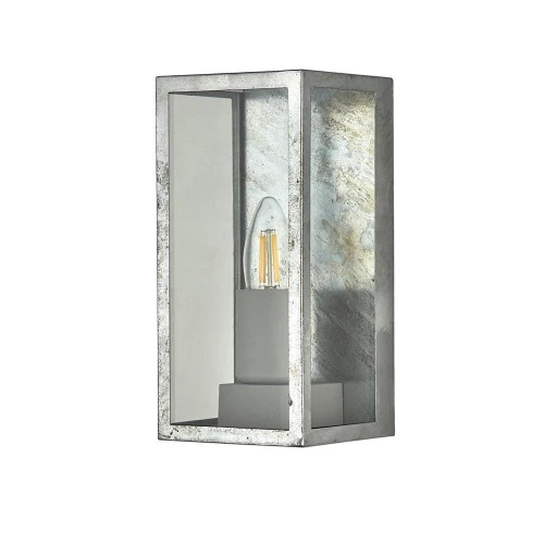 Kinkiet zewnętrzny Box II Silver ocynk galwanizowany wys. E27 IP44 searchlight 90151SI