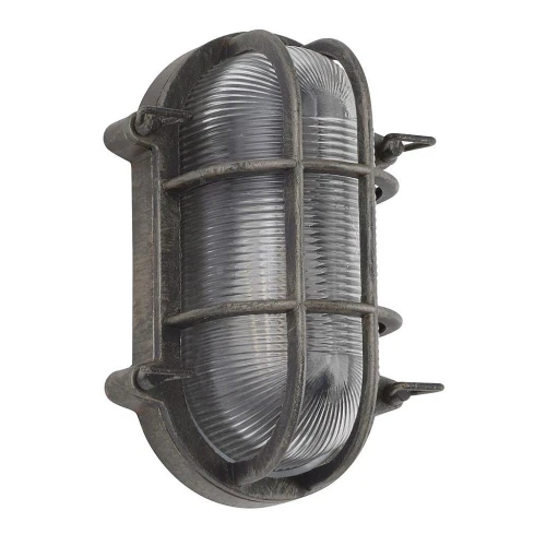 Kinkiet zewnętrzny Bulkhead owal rustykalny czarno-srebrny E27 IP44 searchlight 61402BS