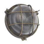 Bulkhead okrągły rustykalny czarno-złoty E27 IP44 Lampa zewnętrzna