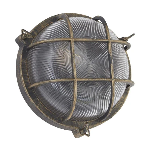Lampa zewnętrzna Bulkhead okrągły rustykalny czarno-złoty E27 IP44 searchlight 61401BG
