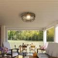 Lampa zewnętrzna Bulkhead okrągły rustykalny czarno-złoty E27 IP44 searchlight 61401BG