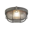 Lampa zewnętrzna Bulkhead okrągły rustykalny czarno-srebrny E27 IP44 searchlight 61401BS