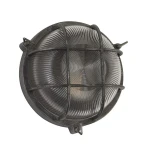 Bulkhead okrągły rustykalny czarno-srebrny E27 IP44 Lampa zewnętrzna