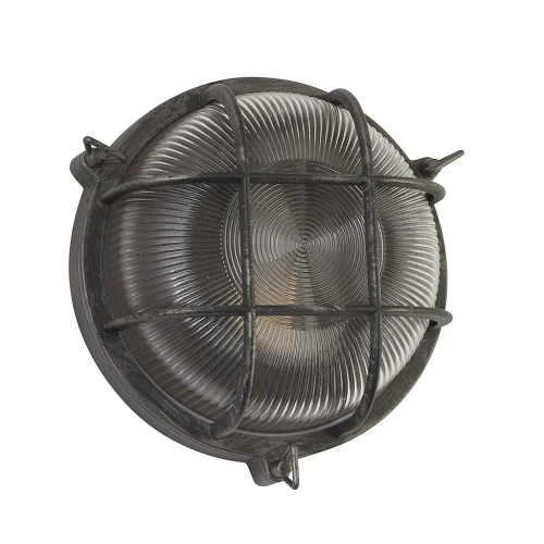 Lampa zewnętrzna Bulkhead okrągły rustykalny czarno-srebrny E27 IP44 searchlight 61401BS