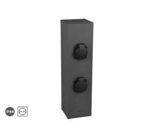 GARDEN SOCKET Antracyt 4x gniazdo elektryczne schuko bez bolca IP54 Słupek ogrodowy z gniazdami ( Od ręki dostępna 1szt. Wysyłka 24h. )