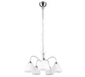 DOBBY nikiel mat | biały Ø 55cm. 5xE27 Lampa wisząca
