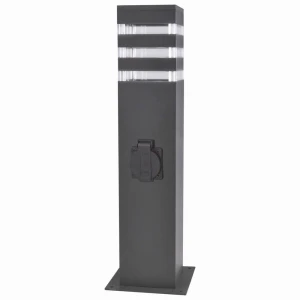 TEKSAS grafit 44cm 1xE27 z gniazdem elektrycznym IP54 Lampa ogrodowa z gniazdem elektrycznym