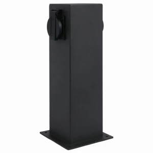 ELEKTRI kwadrat czarny wys. 28cm  2xgniazdo~230V Słupek ogrodowy