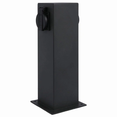 Słupek ogrodowy ELEKTRI kwadrat czarny wys. 28cm  2xgniazdo~230V