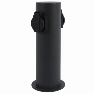 ELEKTRI okrągły czarny wys. 28cm 2xgniazdo~230V Słupek ogrodowy