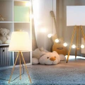 Lampa stołowa trójnóg ELENA biało-złota Ø 30cm. 1xE27