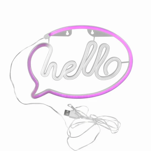 Lampka dekoracyjna NEON HELLO LED USB A + zasilanie bateryjne 3xAA