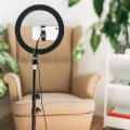 Lampa pierścieniowa podłogowa SELFIE LED 36cm wysoka USB 15W 2700~4000~6500K