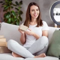 Lampa pierścieniowa podłogowa SELFIE LED 36cm wysoka USB 15W 2700~4000~6500K