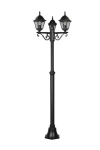 LIVENZA czarny mat. wys.200cm. 3xE27 IP44 Latarnia ogrodowa potrójna stojąca