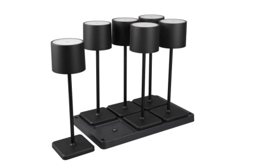 Zestaw lamp stołowych zewnętrznych 6 x Fernandez czarny mat LED dim