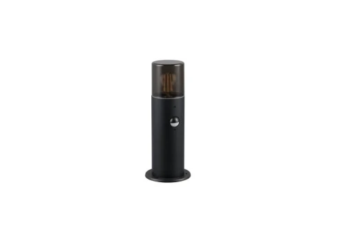Lampa ogrodowa stojąca z czujnikiem ruchu i zmierzchu HOOSIC czarny mat PIR wys.30cm. E27 IP44