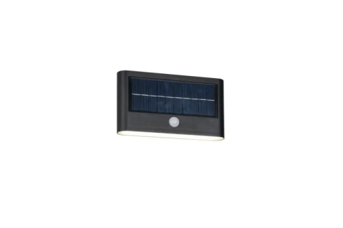 Kinkiet solarny zewnętrzny z czujnikiem ruchu i zmierzchu RAMOS Solar akumulator czarny mat PIR 8W 4000K