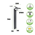 Lampa ogrodowa solarna z czujnikiem ruchu i zmierzchu RUNDA Solar szary wys.74cm. PIR