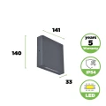 Kinkiet zewnętrzny góra-dół PILI szary LED 8,5W 4000K IP54