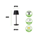 Zewnętrzna lampka stołowa ROBLE czarny LED dim. 1,1W 3000K IP54