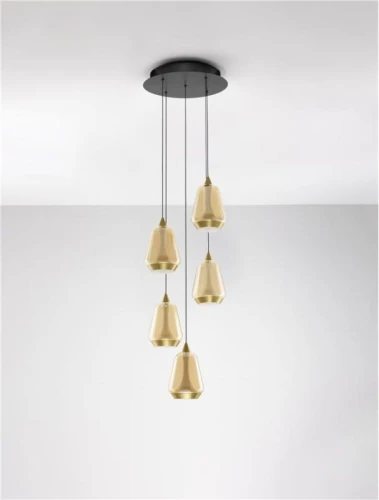 Lampa wisząca ściemnialna RORIZNO czarny mat | złoty śr. 33cm.