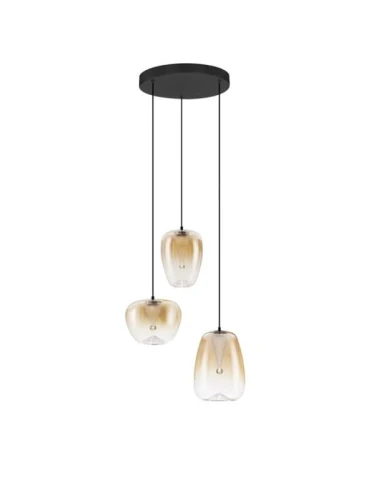 Lampa wisząca JAREVIA czarny mat | bursztynowy śr. 41cm.