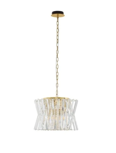 Lampa wisząca MELUNTO kryształ | satynowy mosiądz śr. 43cm. 8xE14