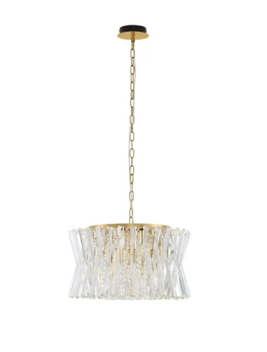 Lampa wisząca MELUNTO kryształ | satynowy mosiądz śr. 54cm. 12xE14