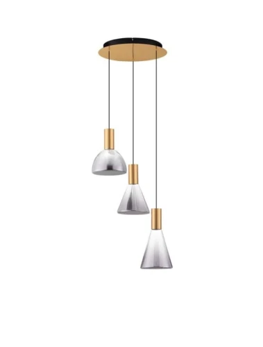 Lampa wisząca ściemnialna SARDUNO mosiądz | przydymiony śr. 43cm. LED Dim. 24W