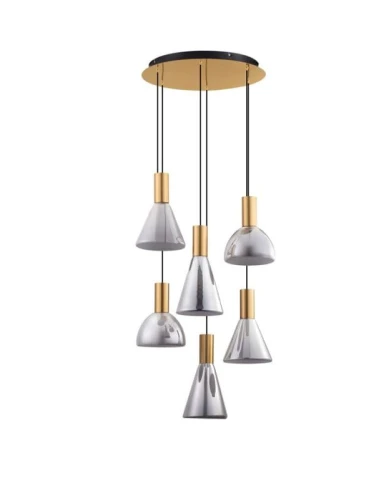 Lampa wisząca ściemnialna SARDUNO mosiądz | przydymiony śr. 52cm. LED Dim