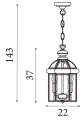 Lampa wisząca Lantern 3Lt antyczny mosiądz śr. 22 cm. 3xE14